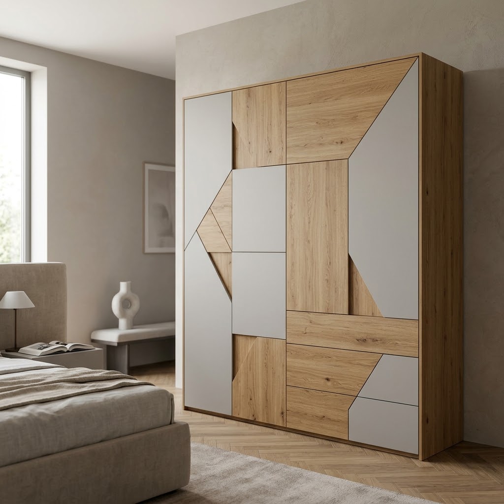 Большой шкаф-комби с геометрией