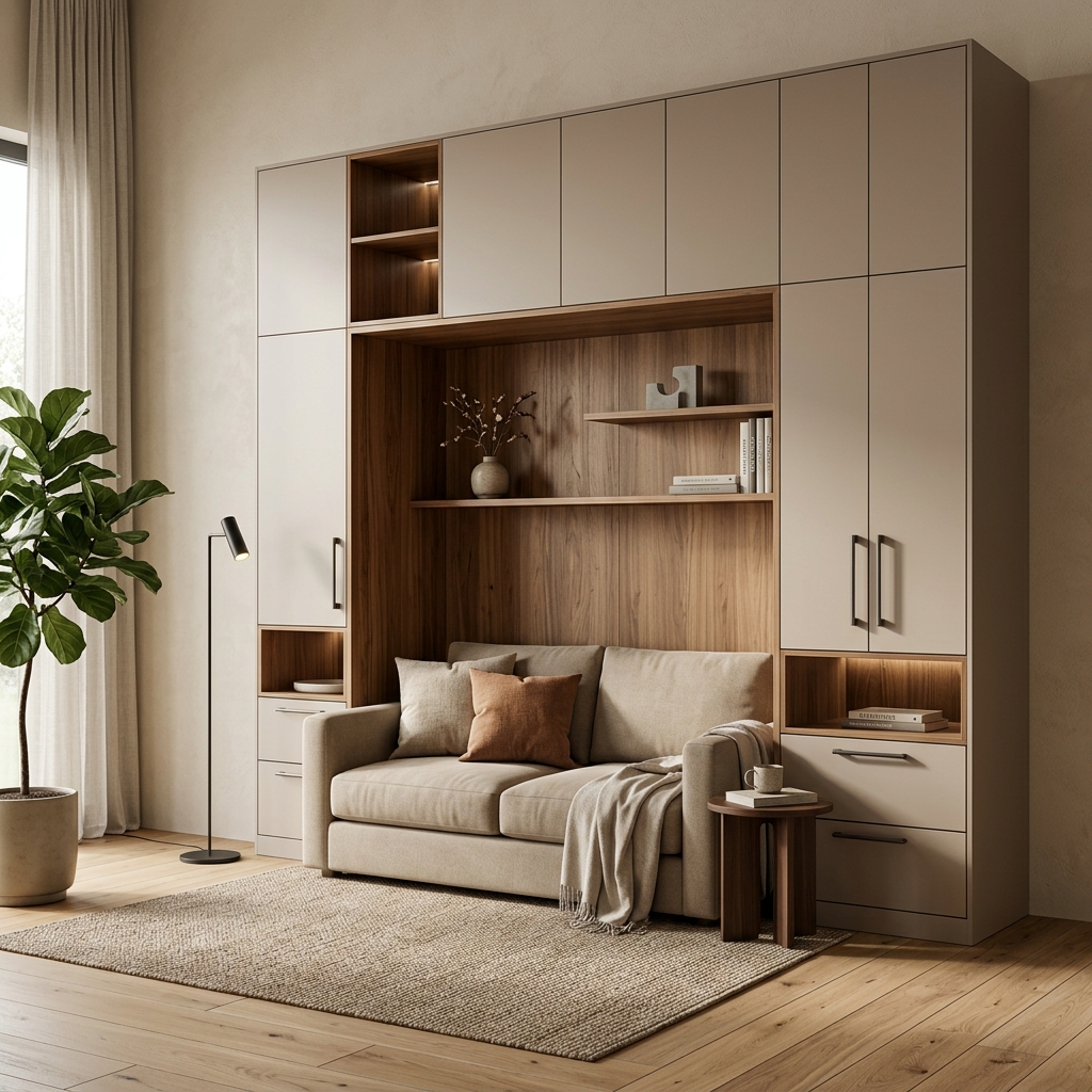 Встроенный шкаф с нишей под диван